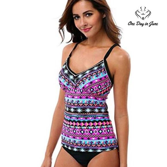 ALove Tribal Tankini Swimsuit Size L - Picture 1 of 5